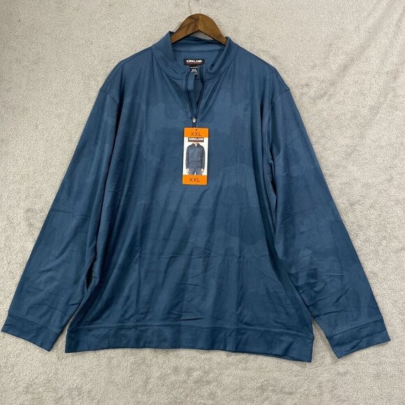 NEW Kirkland Signature Mens XXL Blue Quarter-Zip Long-Sleeve Pullover Sweatshirt - Picture 2 of 7